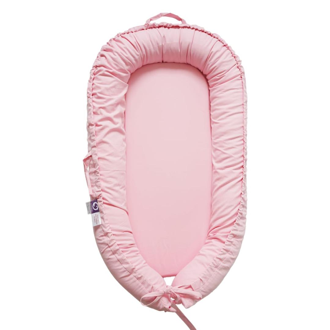 Infant Lounger, Baby Nest Cover for Baby Girls & Boys, Newborn Essentials for Baby 0-12 Months, 100% Cotton Breathable, Portable Travel Bed (Misty Rose)