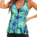 Tempt Me Women Two Piece Tankini Swimsuit Racerback Bathing Suits Tops with Shorts High Waisted, XL