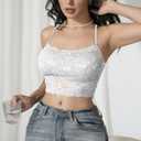 Lace Tank Tops for Women Lace Camesole Cleavage Cover Top Adjustable Strap Tank Cami Crop Top (White)
