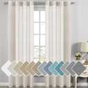 H.VERSAILTEX Linen Curtains Flax Linen Blended Curtain Panels for Living Room/Bedroom Semi Sheer Privacy Curtains 108 inch Length 2 Panels Set Nickel Grommet Window Drapes, Natural