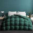 UNIKOME Pinch Pleat Goose Feather Down Comforter - 20% Extra Fill, 90oz, All Season Duvet Insert with 100% Cotton Cover, Cloud-Like Fluffiness (Green, Queen/Full, 90"X90")