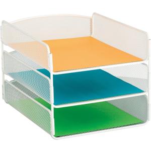 Safco Onyx Desk Organizer, 3 Trays, Office and Classroom Mailbox, Paper and Mail Sorter, Steel Mesh, White