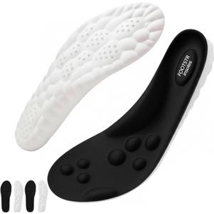 InsoleX, Pairs of 2 Footstr Insoles for Kids Youth, Arch Support & Shock Absorption, 4D Elastic Cloud Breathable Soft Foam Sole for Men & Women (New 2 Pair,Black, 6.5Y-7Y)