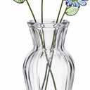 HunnmingRe 5 Pcs Glass Flowers with Vase, April Birth Month Flower Decor, Handmade Blown Glass Birthday Flower Bouquet, Birthday Gifts for Mom Women, Home Office Table Centerpiece Wedding Decor