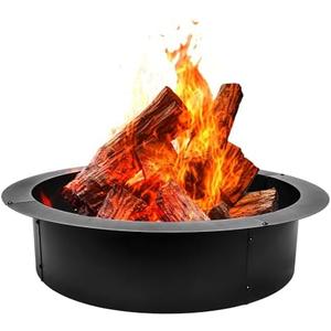 Smokeless Fire Pit Ring 36-Inch Outer/30-Inch Inner Diameter for Outside, Heavy Duty Steel Wood Burning Fire Pit Ring Insert, DIY Ring Insert, Easy Setup Above or In-Ground for Backyard Camping, Black