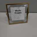 Leoyoubei Gold Floating Glass Frame,Hand-Made,Vintage Style and Real Glass Photo Frame Collection Metal Geometric Picture Frame,Double Glass Floating Desk Frame 4x4,Can Also Put 5X5 Photo