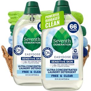 Seventh Generation Laundry Detergent, Ultra Concentrated EasyDose, Free & Clear, 23.1 Fl Oz (Pack of 2) 