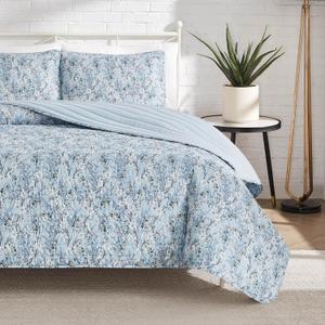 Lucky Brand Soft Floral Blue 3-Piece Quilt Set, King