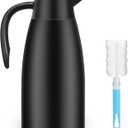 Essenya 1 PCS 68 OZ Thermal Coffee Carafe, Insulated Stainless Steel Coffee Carafe Double Walled Vacuum Thermal Pot Flask with Brushes for Keeping Hot Coffee Tea Home and Office (Black)