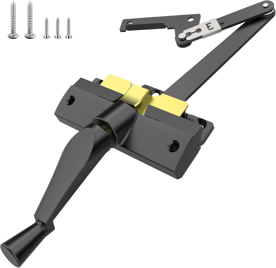 Split Arm Operator (Right Hand) with Handle Easy Replacement Solution for Window Crank Handle Compatible with Andersen 400 Series & A Series Perma-Shield Casement Windows (1982-1995), Black