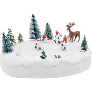 FG Square Snowmen Outdoor Skating Rink Park LED Lights Animated Christmas Village with Motion and Sound 10" x 7" x 5"