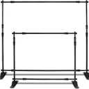 Photo Backdrop Stand - Heavy Duty Banner Holder Adjustable Photography Poster Stand - Height Up to 8x8 ft for Trade Show, Photo Booth, Parties, Wedding, Birthday, Photoshoot Background