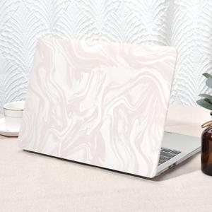 Seorsok Compatible with MacBook Air 15 inch Case 2023 2024 2025 Release A2941 M2 M3 A3114 M4 A3241 Touch ID,Luxurious and Skin-Friendly Leather Plastic Hard Shell&Keyboard Cover,Beige Wave