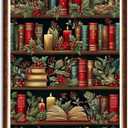 WRTCPOC Christmas Bookshelf Counted Cross Stitch Kits for Adults Christmas Flower Book Embroidery Kits Holiday Themed Pattern Cross Stitch 11CT DIY Needlepoint Embroidery Starter Kits