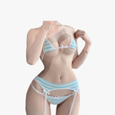 Cute Japanese Style Blue/Pink Stripe Strawberry Sexy Bikini Lingerie Women Panties Cotton Underwear Cosplay,XL