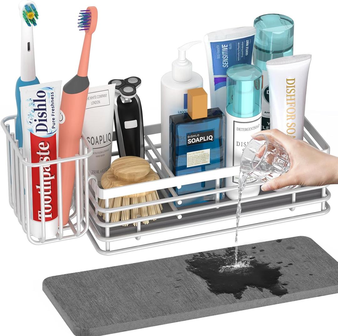 Yofidra Sponge Holder for Kitchen Organizer: Sink Caddy with Instant Drying Stone, Metal Stainless Steel, 9.5" X 3.5" X 5.2" Home Decor Storage and Organization Accessories Yofidra Sponge Holder for Kitchen Organizer: Sink Caddy with Instant Drying Stone, Metal Stainless Steel, 9.5" X 3.5" X 5.2" Home Decor Storage and Organization Accessories
