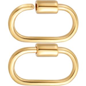 2pcs Oval Jewelry Clasp, 925 Sterling Silver Screw Locking Carabiner Clips, Small Jump Rings Necklace Enhancer Shortener for Jewelry Making, Crafts, DIY Project - Gold