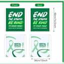 Kacctyen 6 Pcs Breast Cancer Awareness Bags Party Favor Green Ribbon Drawstring Backpacks for Cancer Awareness Month Party Gifts