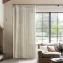 Pinch Pleated Linen 96 Inch Curtains 100 Inch Width for Living Room Divider Light Filtering Thick Beige Linen Extra Wide Patio Curtains for Sliding Door Balcony Floor to Ceiling Window 1 Panel