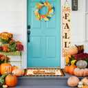 Happy Fall Doormat Thanksgiving Day Pumpkin Front Door Mat Autumn Harvest Vintage Rustic Yard Non Slip Seasonal Home Decorate Indoor Outdoor Party Decoration 17 X 29 Inch