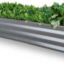 GARDMAX 8x4x1FT Galvanized Raised Garden Bed Kit, Metal Planter Boxes Outdoor with Easy Assembly, Large Garden Bed for Vegetables, Fruits, Flower, Herbs Rectangle Silver (Medium)