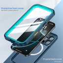 Lanhiem Magnetic for iPhone 16 Pro Max Case, IP68 Waterproof Dustproof Case, [Compatible with Magsafe] [Built-in Screen Protector] Full Body Heavy Duty Rugged Phone Cover 6.9 inch, Blue/Clear