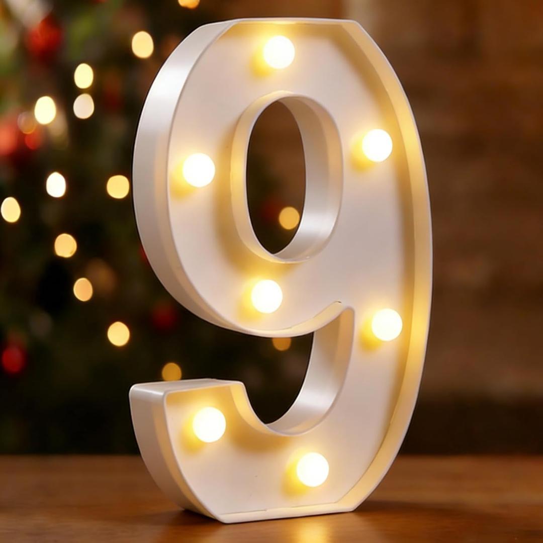 DyingSwan LED Marquee Numbers, Small Light Up Numbers for Party, 8.58 Inch Battery Powered Lighted Number for Birthday, Night Light, Table or Home Decor (Number 9)