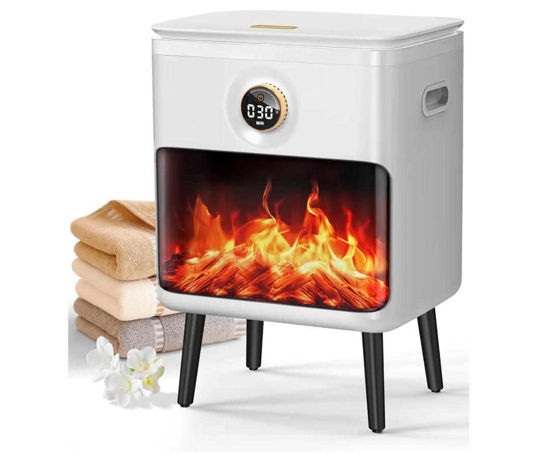 Evenchic Towel Warmer, 25L Large Luxury Towel Warmers for Bathroom with 3D Flame Screen, Auto Shut Off Even Heated Hot Towel Warmer Bucket for Towels, Bathrobes, Blankets, PJ's, Ivory White