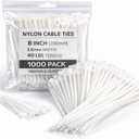 White Zip Ties 8 Inch 1000 Pack, 40 lbs Nylon Cable Ties, Self Locking UV Resistant Wire Ties for Wreath Crafts, DIY, Decor, Indoor Outdoor, Home and Garden