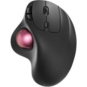 Nulea M501 Wireless Trackball Mouse, Rechargeable Ergonomic, Thumb-Controlled, Smooth Precision, 3-Device Connect (Bluetooth/USB), Fits PC, Laptop, Mac, WindowsDusty Pink