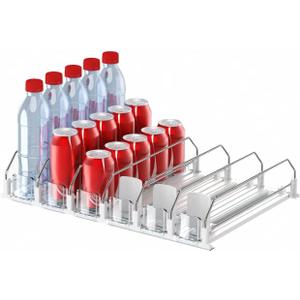 IBORING Drink Organizer for Fridge,Self Pushing Fridge Drink Organizer,Automatic Drink Dispenser for Fridge-Holds up to 30 Cans