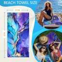 Purple Marble Beach Towel - Microfiber Beach Blanket Backpack for Travel Adult Camping Holiday 63"x31.5"