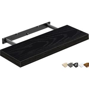QEEIG Floating Shelf for Wall Bathroom Shelves Bedroom Kitchen Living Room Farmhouse Small Book Shelf 16 inch Set of 1, Black (015-B1)