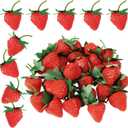 Lusofie 30 Pcs Fake Strawberries Plastic Fake Strawberry 2.36 in Faux Artificial Strawberries for Decor Kitchen Party Decoration Realistic Faux for Photo Prop Home Wedding Photography Decoration