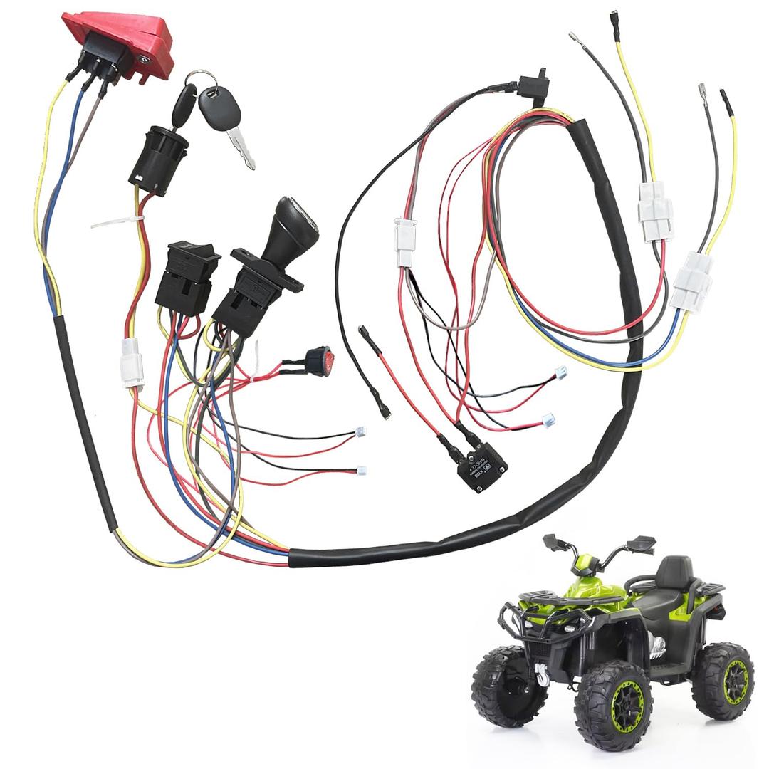 6V 12V 24V DIY Wire Harness Electric Conversion Kit for Kid's Ride On Toys Car,Set of Wire Harness Switch for Children Power Wheels Trax Upgrade Replacement Parts