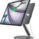 LULULOOK [Upgrade] Magnetic Wireless Charging Stand for iPad Air 11" M3 (2025)/M2, Foldable Aluminum Alloy iPad Pro Desk Stand with 360 Rotating Base for Pro 11" 1st/2nd/3rd/4th, Air 10.9 4th/5th