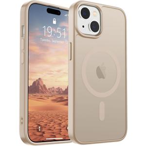SUPFINE Magnetic for iPhone 15 Case(Compatible with MagSafe)(Military Grade Drop Protection) Slim Translucent Matte Shockproof with Anti-Fingerprint Phone Case,Desert Gold