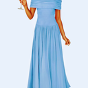 ZESICA Women's Off The Shoulder Maxi Dress 2026 Summer Sleeveless Casual Slim Swing Pleated Formal Party Dresses M