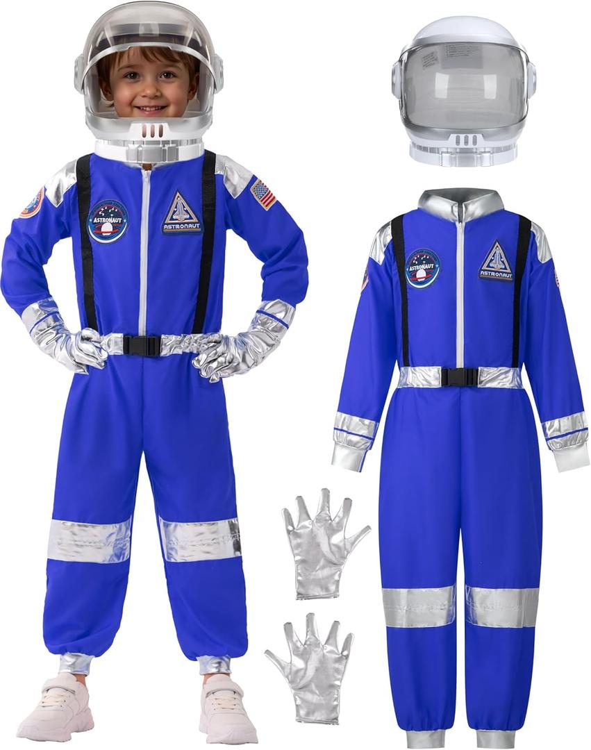 Spooktacular Creations Halloween Astronaut Costume for Kids, Unisex Astronaut Outfit, Toddler Pilot Jumpsuit for Themed Party (M (8-10 YRS), Blue)