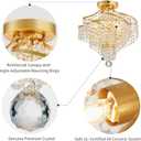 WUZUPS Crystal Chandelier Semi Flushmount Ceiling Light Modern Lighting Fixture for Bedroom Hallway Bar Kitchen Bathroom, H 14.7" x W 14.7", Gold, G9 Base, Ceiling Light, 14.7" High 14.7" Wide