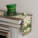 2 x XCHI Watercolor Plaid Green Shamrocks Clovers St. Patrick's Day Table Runner Table Decoration for Party Home Kitchen Dining Holiday Decor 13x48 Inch