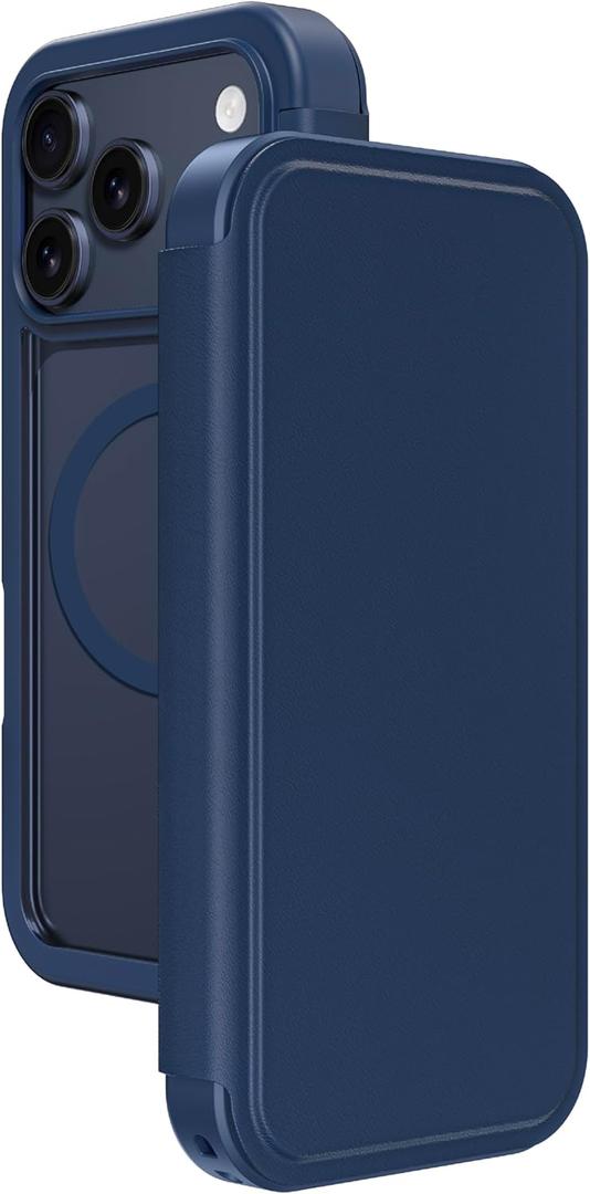 AMAZINGthing for iPhone 17 Pro Max [Glamour Folio Case], Flip Folio Wallet, Designed for MagSafe Accessories, 10FT Drop Proof, Magnetic Phone Cover with RFID Blocking Card Slots, Blue