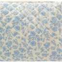 PAZIMIIK Quilted Makeup Bag Large Travel Zipper Soft Cosmetic Pouch for Women Girls Make Up,Little Flower Blue