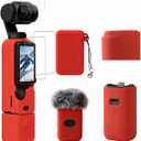 Case for DJI Osmo Pocket 3/Xtra Muse Camera, Soft Silicone Protective Case, Anti-Scratch, Slim Fit Skin with mic Cover and Screen Protector Accessories for Osmo Pocket 3/Xtra Muse (Red)
