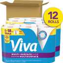 Viva Multi-Surface Cloth Paper Towels, Choose-A-Sheet Size, 12 Triple Rolls, 165 Sheets per Roll 