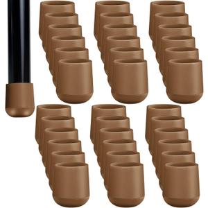 36 Pieces 7/8 Inch Folding Chair Leg Caps Heavy-Duty Plastic Chair End Caps Non-Marring Furniture Glides Round Hardwood Floor Protectors (Beige)