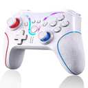 AURITHYX Switch Pro Controllers Compatible with Nintendo Switch/Lite/OLED/PC, Game Gamepad with Dual Vibration/Gyro Axis/Turbo/Programmable/RGB LightingBeige