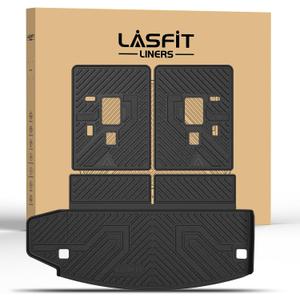 LASFIT Trunk Mat & Backrest Mat for Dodge Durango 2011-2026, Fit 6 Seats & 7 Seats, Not Fit 5 Seats, Not for 5 Seats, All Weather TPE Custom Fit Car Mat Cargo Liner, Black