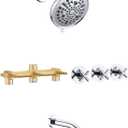 PROOX 3 Handle Tub Shower Faucet Set, 9-Setting Rainfall Shower Head with Tub and Shower Trim Kit with Rough-in Valve, Polished Chrome Bathtub Shower Faucets, Wall Mounted Bathroom Rain Shower System