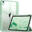 Wenlaty Compatible with iPad Air 11 Inch Case (M3/M2) 2025/2024 New, for iPad Air 7th/6th/5th/4th Generation Case 11/10.9 Inch with Pencil Holder, Slim Cover with Clear BackShell, Matcha Green